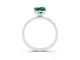 White gold Princess Cut Green Sapphire Solitaire Ring with Pave Band and Four Prong Setting_27