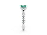 White gold Princess Cut Green Sapphire Solitaire Ring with Round  Pavé Band and Four-Prong Setting_62