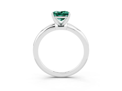 White gold Princess Cut Green Sapphire Solitaire Ring with Six-Prong Setting and Classic Band_15