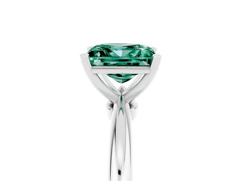 White gold Princess Cut Green Sapphire Solitaire Ring with Six-Prong Setting and Classic Band_17