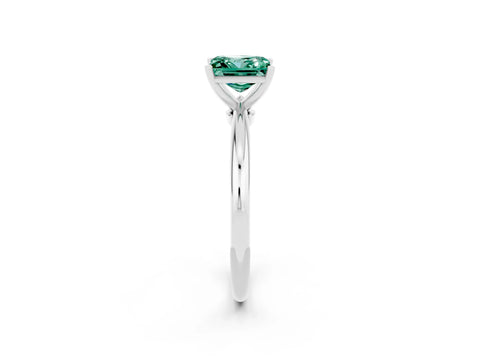White gold Princess Cut Green Sapphire Solitaire Ring with Six-Prong Setting and Classic Band_2