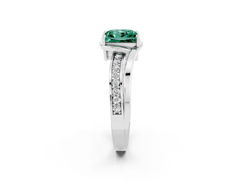 White gold Princess Cut Green Sapphire Solitaire Ring with Split Shank and Prong Setting_2