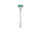 White gold Princess Cut Green Sapphire Solitaire Ring with Thin Band and Four-Prong Setting_2