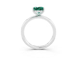 White gold Princess Cut Green Sapphire Solitaire Ring with Thin Band and Four-Prong Setting_3