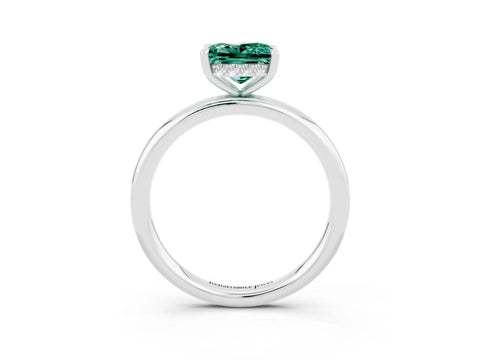 White gold Princess Cut Green Sapphire Solitaire Ring with Thin Band and Four-Prong Setting_3
