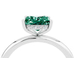 White gold Princess Cut Green Sapphire Solitaire Ring with Thin Band and Four-Prong Setting_4