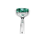 White gold Princess Cut Green Sapphire Solitaire Ring with Thin Band and Four-Prong Setting_5