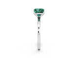 White gold Princess Cut Green Sapphire Solitaire Ring with Thin Band and Prong Setting_14