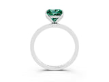 White gold Princess Cut Green Sapphire Solitaire Ring with Thin Band and Prong Setting_15