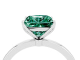 White gold Princess Cut Green Sapphire Solitaire Ring with Thin Band and Prong Setting_16