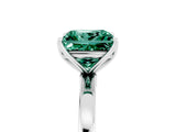 White gold Princess Cut Green Sapphire Solitaire Ring with Thin Band and Prong Setting_17