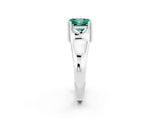 White gold Princess Cut Green Sapphire Solitaire Ring with Wide Band and Prong Setting_2