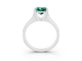 White gold Princess Cut Green Sapphire Solitaire Ring with Wide Band and Prong Setting_3