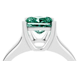 White gold Princess Cut Green Sapphire Solitaire Ring with Wide Band and Prong Setting_4