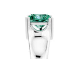 White gold Princess Cut Green Sapphire Solitaire Ring with Wide Band and Prong Setting_5