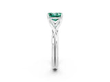 White gold Princess Cut Green Sapphire Solitaire Twist Band Prong Setting Ring_56