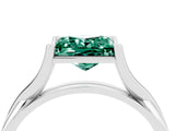 White gold Princess Cut Green Sapphire Solitaire Twist Band Prong Setting Ring_58