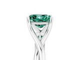 White gold Princess Cut Green Sapphire Solitaire Twist Band Prong Setting Ring_59