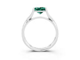 White gold Princess Cut Green Sapphire Solitaire Twist Band Prong Setting Ring_62