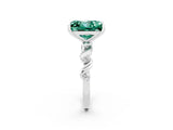 White gold Princess Cut Green Sapphire Solitaire Twisted Band with Round  Accents and Prong Setting_14