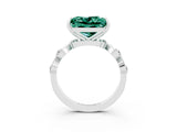 White gold Princess Cut Green Sapphire Solitaire Twisted Band with Round  Accents and Prong Setting_15