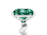 White gold Princess Cut Green Sapphire Solitaire Twisted Band with Round  Accents and Prong Setting_17