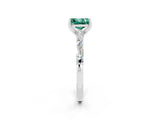 White gold Princess Cut Green Sapphire Solitaire with Side Baguettes and Channel Set Band_2