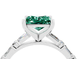White gold Princess Cut Green Sapphire Solitaire with Side Baguettes and Channel Set Band_4
