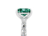 White gold Princess Cut Green Sapphire Solitaire with Side Baguettes and Channel Set Band_5