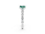 White gold Princess Cut Green Sapphire Solitaire with Side Stones, Pave Band, Four-Prong Setting_44