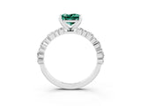 White gold Princess Cut Green Sapphire Solitaire with Side Stones, Pave Band, Four-Prong Setting_45