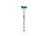 White gold Princess Cut Green Sapphire Solitaire with Side Stones on a Pavé Band and Four-Prong Setting_2
