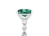 White gold Princess Cut Green Sapphire Solitaire with Side Stones on a Pavé Band and Four-Prong Setting_5