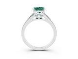 White gold Princess Cut Green Sapphire Split Shank Engagement Ring with Pavé Band_3