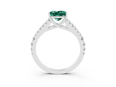 White gold Princess Cut Green Sapphire Split Shank Pavé Engagement Ring with Four-Prong Setting_15