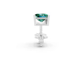 White gold Princess Cut Green Sapphire Stud Earrings_20