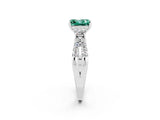 White gold Princess Cut Green Sapphire Three-Stone Ring with Pavé Split Shank and Four-Prong Setting_2