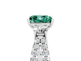 White gold Princess Cut Green Sapphire Three-Stone Ring with Pavé Split Shank and Four-Prong Setting_5
