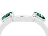 White gold Princess Cut Green Sapphire Two-Stone Open Band Ring with Four-Prong Setting_10