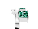 White gold Princess Cut Green Sapphire Two-Stone Open Band Ring with Four-Prong Setting_11