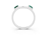 White gold Princess Cut Green Sapphire Two-Stone Open Band Ring with Four-Prong Setting_9