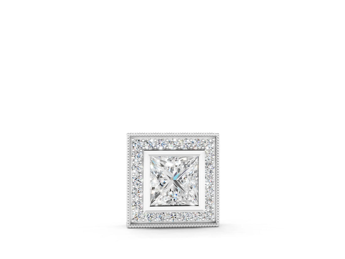 White gold Princess Cut Halo Bezel Pendant_8