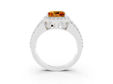 White gold Princess Cut Halo Citrine Ring with Split Shank and Four-Prong Setting_3