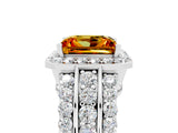 White gold Princess Cut Halo Citrine Ring with Split Shank and Four-Prong Setting_5