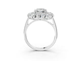White gold Princess Cut Halo Cluster Diamond Ring with Pave Band and Four-Prong Setting_10
