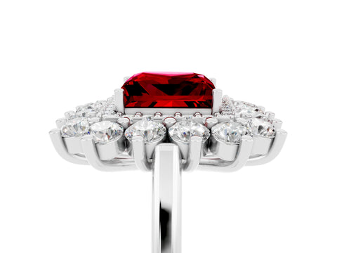 White gold Princess Cut Halo Cluster Diamond Ring with Pave Band and Four-Prong Setting_11