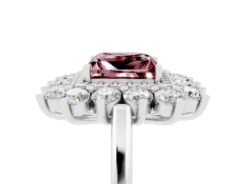 White gold Princess Cut Halo Cluster Diamond Ring with Pave Band and Four-Prong Setting_11
