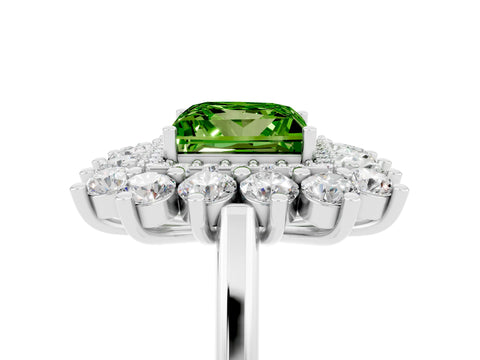 White gold Princess Cut Halo Cluster Diamond Ring with Pave Band and Four-Prong Setting_11