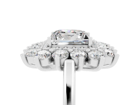White gold Princess Cut Halo Cluster Diamond Ring with Pave Band and Four-Prong Setting_11