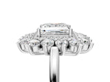 White gold Princess Cut Halo Cluster Diamond Ring with Pave Band and Four-Prong Setting_12